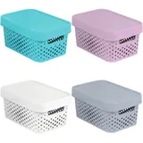 Aufbewahrungsbox mit Deckel Ordnungsbox 4,5L 11L 17L Curver Rosa Grau Weiß Blau – Bild 1