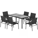Outsunny Gartenmöbel Set Sitzgruppe Tisch mit 6 Atmungsaktiven Stühlen – Bild 3