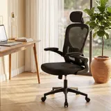 Bürostuhl Ergonomischer Schreibtischstuhl mit Hochklappbaren Armlehnen Schwarz – Bild 9