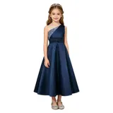 Mädchen Festlich Kleid Elegante Hochzeitskleid EIN-Schulter Blumenmädchenkleider – Bild 11