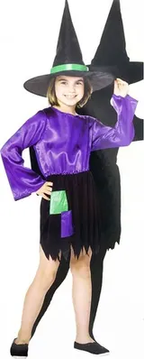KINDER HEXENKOSTÜM / Halloween Karneval Mädchen Hexen Kleid Zauberin Kostüm Fest – Bild 2