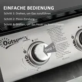 Outsunny Gasgrill Tischgrill BBQ mit 3 Brenner Tischgasgrill mit Schlauch Deckel – Bild 6