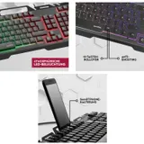 Speedlink USB Gaming Tastatur RGB LED Beleuchtet Smartphone-Halterung Halter – Bild 4