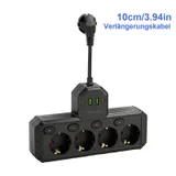 Steckdosenleiste 4-Fach 4 USB Mehrfachsteckdose mit Flachstecker und Schalter – Bild 2