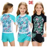 DE iEFiEL Mädchen Zweiteiliger Badeanzug Blumen Druck Kurzarm Rash Guards+Shorts – Bild 6