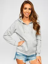Kapuzenpullover Sweatjacke Sweatshirt Basic Sport Kapuze Damen BOLF Unifarben – Bild 1