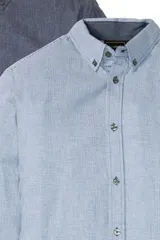 2 Herren Hemd Business grau blau weiß 100% Baumw Größe 39 XS - 45 XXL neu 5718 – Bild 2