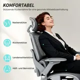 Ergonomischer Bürostuhl mit Fußstütze für Homeoffice, Hoher Mesh-Rücken, Grau – Bild 5