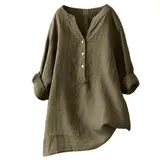 Damen Leinenhemd V Ausschnitt Bluse Leicht Bequem Sommer Freizeit Shirt Tops – Bild 4