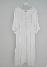Boho Sommerkleid Damen Baumwollmix Stickerei Quasten Tunika Kleid Freizeit – Bild 2