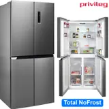 Privileg French Door Kühl-Gefrierkombination NoFrost Standkühlschrank Edelstahl – Bild 1