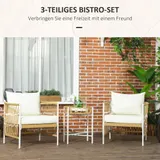 3er Set Rattan Gartenmöbel-Set, Gartengarnitur mit 2 Gartenstühle Refurbished – Bild 5