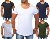 Young & Rich Herren Uni T-Shirt tiefer Rundhals Ausschnitt körperbetont uni 1702 – Bild 2