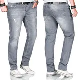 A. Salvarini Designer Herren Jeans Hose Regular Slim Fit Used Jeanshose Stretch – Bild 1