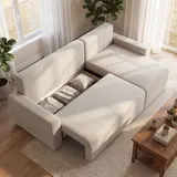 Ecksofa mit Schlaffunktion L-Form 3-Sitzer Sofa mit Umkehrbarer Chaiselongue – Bild 2