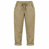 Damen Leinenlook Hose Italy Schlupfhose Stretch Gummibund 44-54 – Bild 2