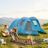 Outsunny Tunnelzelt für 3 Personen Campingzelt mit Zwei Räumen UV-Schutz Blau – Bild 9