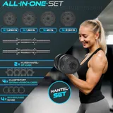 Hantelset 30 kg Kurzhanteln Langhantel Set Hantel Hantelscheiben Krafttraining – Bild 4