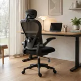 Bürostuhl Ergonomischer Schreibtischstuhl mit Hochklappbaren Armlehnen Schwarz – Bild 3