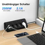 Steckdosenleiste 4-Fach 3 USB 3 Typ-C Mehrfachsteckdose mit Stecker und Schalter – Bild 8