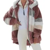 Damen Plüsch Warme Winterjacke Teddyfell Kapuzen Mantel Winter Fleecejacken – Bild 13