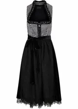 2-tlg Set Dirndl mit Samtrock Gr 36-54 Schwarz Wollweiß Trachten Wiesn Kleid Neu – Bild 1