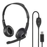 Hama PC Office USB Headset Stereo Kophörer mit Boom Mikrofon Mikro Büro Notebook – Bild 1