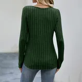 Damen Knopf Rundhals Oberteile Bluse Sweatshirt Langarmshirt Herbst Tops Tunika – Bild 13