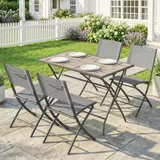 Gartenmöbel Set Klappbar Sitzgruppe 5-teilig Tisch mit 4 Stühlen Holzoptik – Bild 2