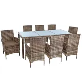 Polyrattan Sitzgruppe Gartenmöbel Set f. 8 Personen Rattan Gartenset Beige-Braun – Bild 1