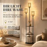 Stehlampe Wohnzimmer mit 3 Ablagen, 3-Flammige Stehleuchte mit E27-Fassung – Bild 8