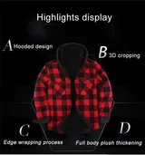 Herren Holzfäller Hemd Kariert Winter Hemd Jacke gefüttert Hoodie Arbeitsjacke – Bild 4