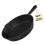 Gusseisen Pfanne Induktion Ø 16-30cm Eingebrannt Grillpfanne BBQ Bratpfanne Set – Bild 2
