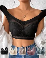 [6 Farben] Damen Spitzen BH mit Schale ohne Bügel Bustier Komfort Push Up Sexy ♥ – Bild 7