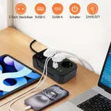 Steckdosenleiste 3-Fach 6 USB Mehrfachsteckdose mit Flachstecker und Schalter 2m – Bild 14