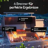 Outdoor Küche Gasgrill Edelstahl 6 Brenner 24,1 kW mit Spüle & Kühlschrank – Bild 2