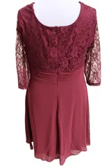 Sheego Kleid Rot große Größen Abendkleid Eventkleid 3/4Ärmel Aubergine Ballkleid – Bild 7