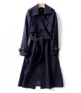 Damen Trenchcoat Cardigan Zweireiher Langer MantelÜbergangs Jacke Damenjacke – Bild 2