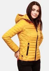 Marikoo Samtpfote Damen Jacke Steppjacke Frühling Übergangsjacke gesteppt Kapuze – Bild 4