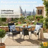 2x Stuhl Gartenstuhl Polyrattan Gartensessel Terrasse Balkonstuhl Stapelstuhl – Bild 1