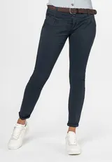 Damen Chino Hose Stoffhose Lange Skinny Hüfthose Gürtel Business Damenhose XS-XL – Bild 1