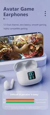 Wireless Earphones TWS Kopfhörer Ohrhörer mit langer Akkulaufzeit WEISS – Bild 2