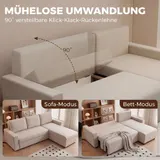 Ecksofa mit Schlaffunktion L-Form 3-Sitzer Sofa mit Umkehrbarer Chaiselongue – Bild 5