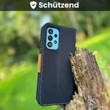 Textil Hülle für iPhone Samsung Klapp Tasche Book Cover Schutzhülle Jeans Optik – Bild 3