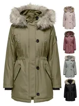 Only Damen Winter-Jacke OnlIris einfarbiger Parka Mantel Kapuze mit Fell Winter. – Bild 8