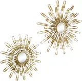Leonique Wand Deko Glas Spiegel SONNE 2er Set Metall Gold 46x4cm – Bild 2