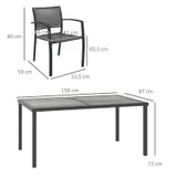5 tlg. Sitzgruppe Gartenmöbel-Set, Gartengarnitur mit 1 Esstisch, 4 Stühlen Grau – Bild 4