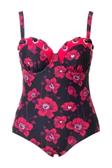 Ulla Popken Damen große Größen Badeanzug Blüten Cups recycelt 835896 – Bild 9