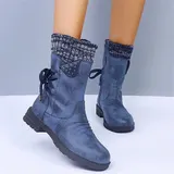 Damen Schlupfstiefel PU-Optik Stiefeletten Bequeme Stiefel Schuhe New – Bild 5