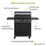 BBQ Gasgrill Savannah Grillwagen 4 Hauptbrenner 1 Seitenbrenner - Sehr Gut – Bild 3